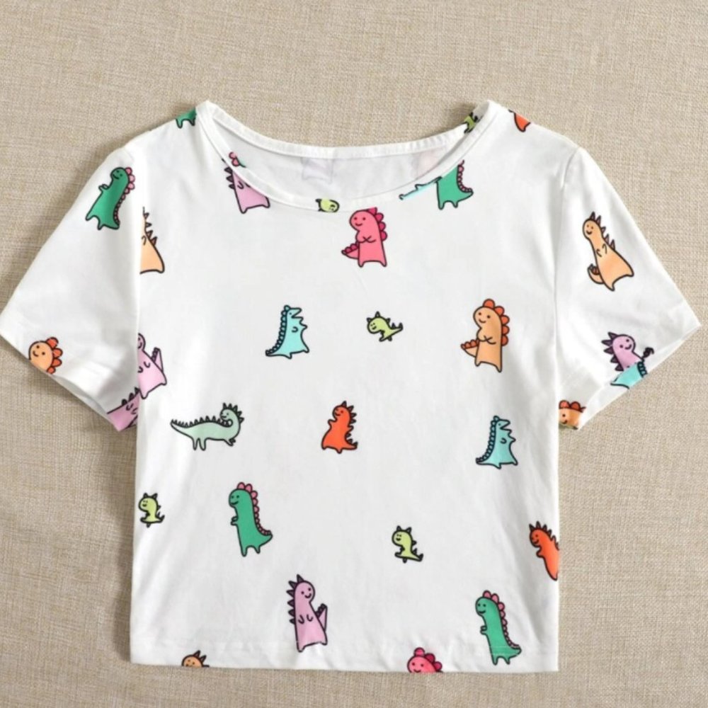 NWT Cartoon Dino crop top 🦕